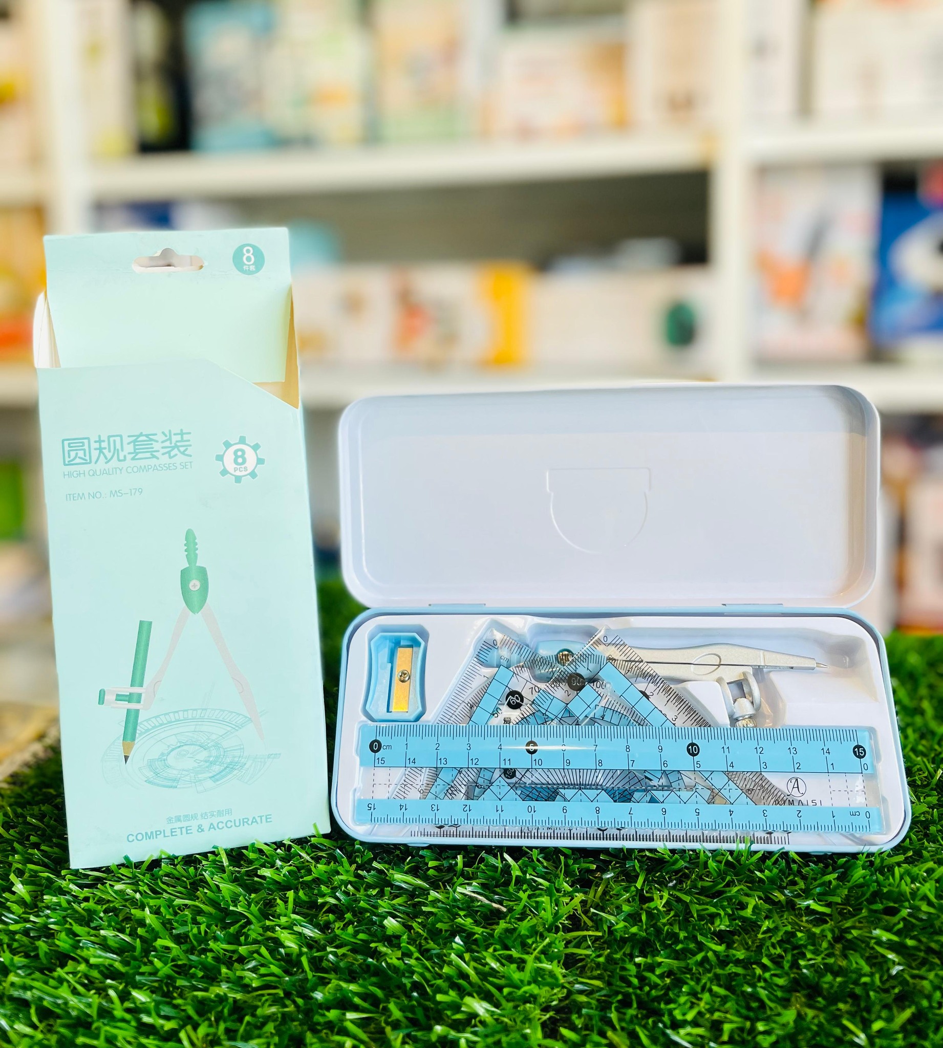 🔴8pcs Plastic Geometry Stationery Set