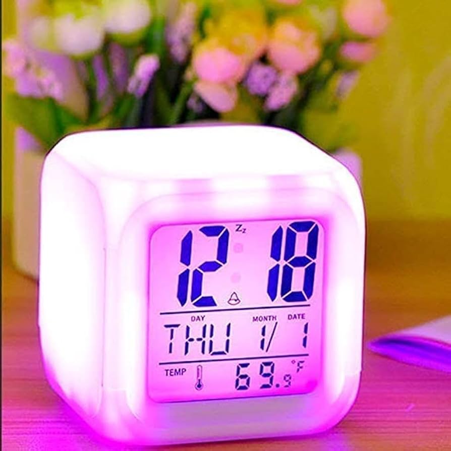🔴Cube Led Clock Led Alarm Clock 7 Colors