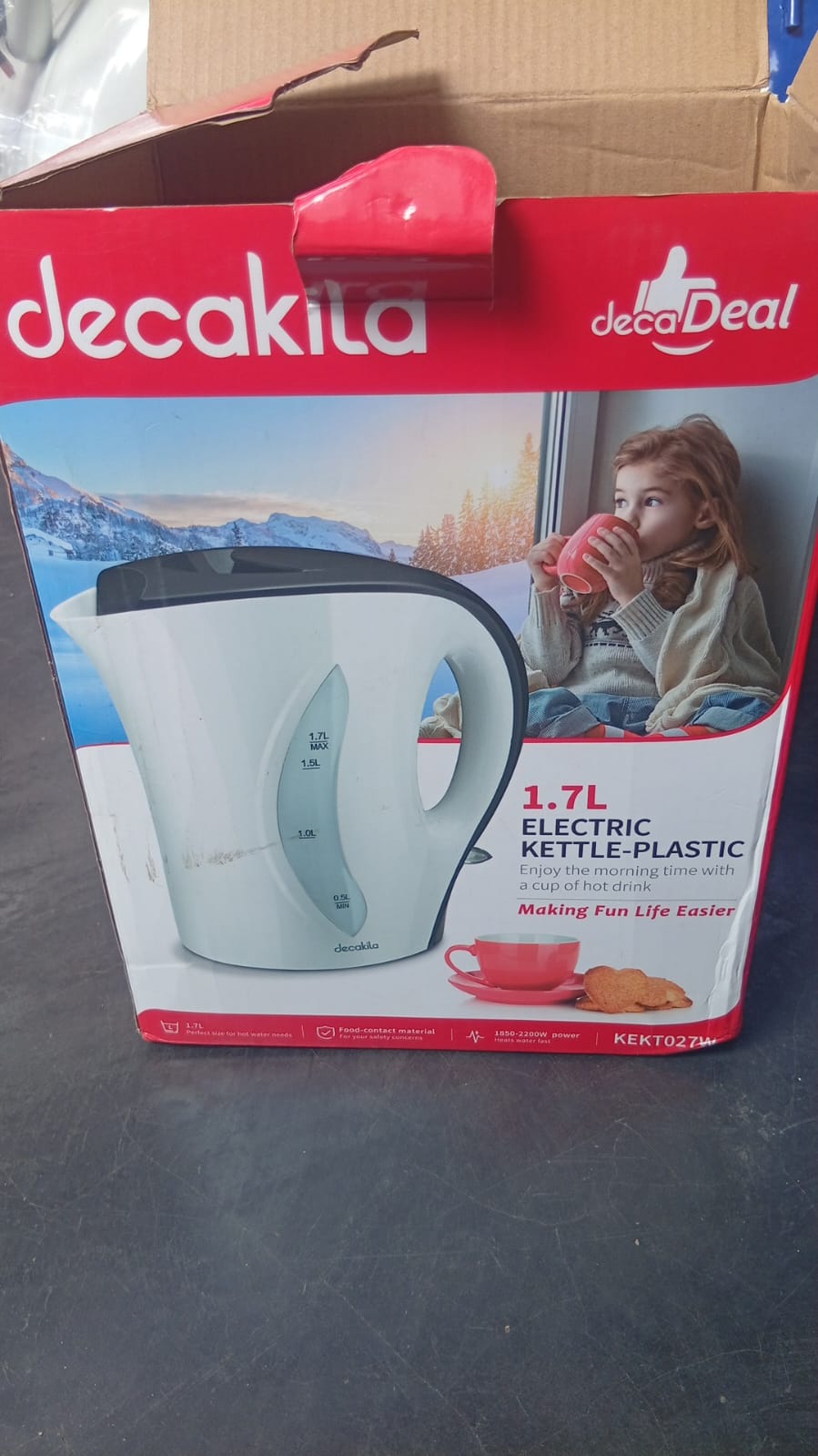 Decakila 1.7L Electric Kettle KEKT027W!