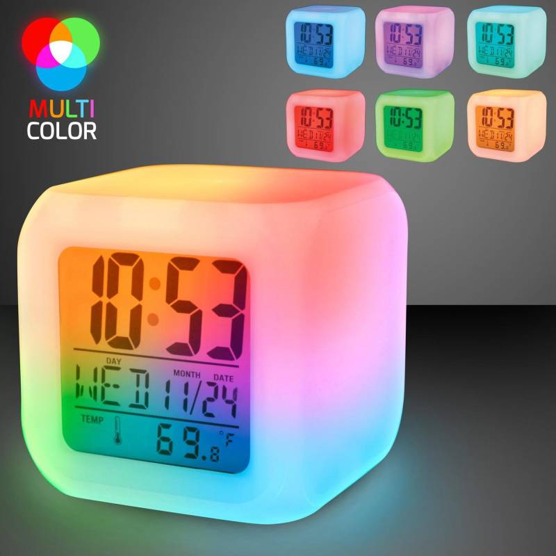 Cube Led Clock Led Alarm Clock 7 Colors